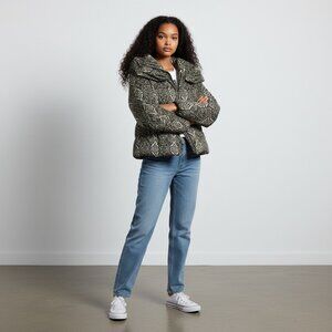 Nine West Textile puffer jacket with geometric pattern Size Medium